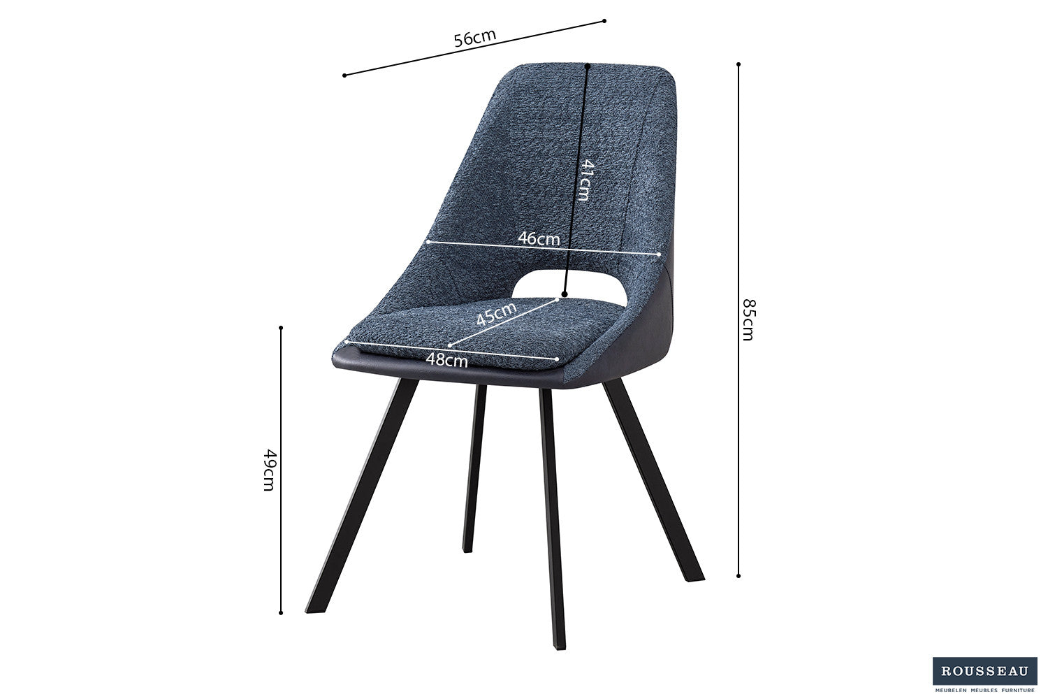 Rousseau - Stoel Filou Boucle - Blauw Rug PU Blauw - 85x48x56 cm