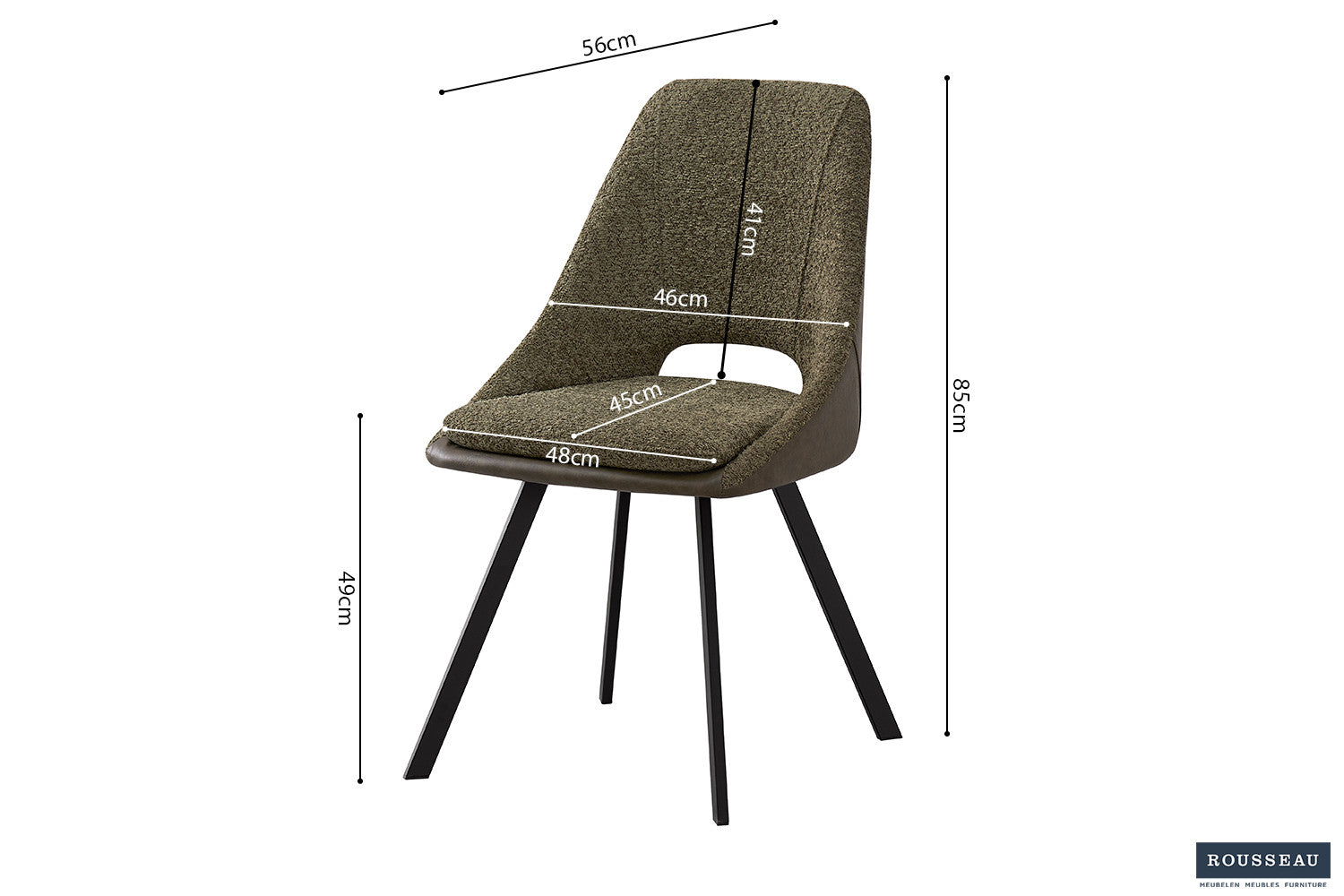 Rousseau - Stoel Filou Boucle - Groen Rug PU Donkergroen - 85x48x56 cm