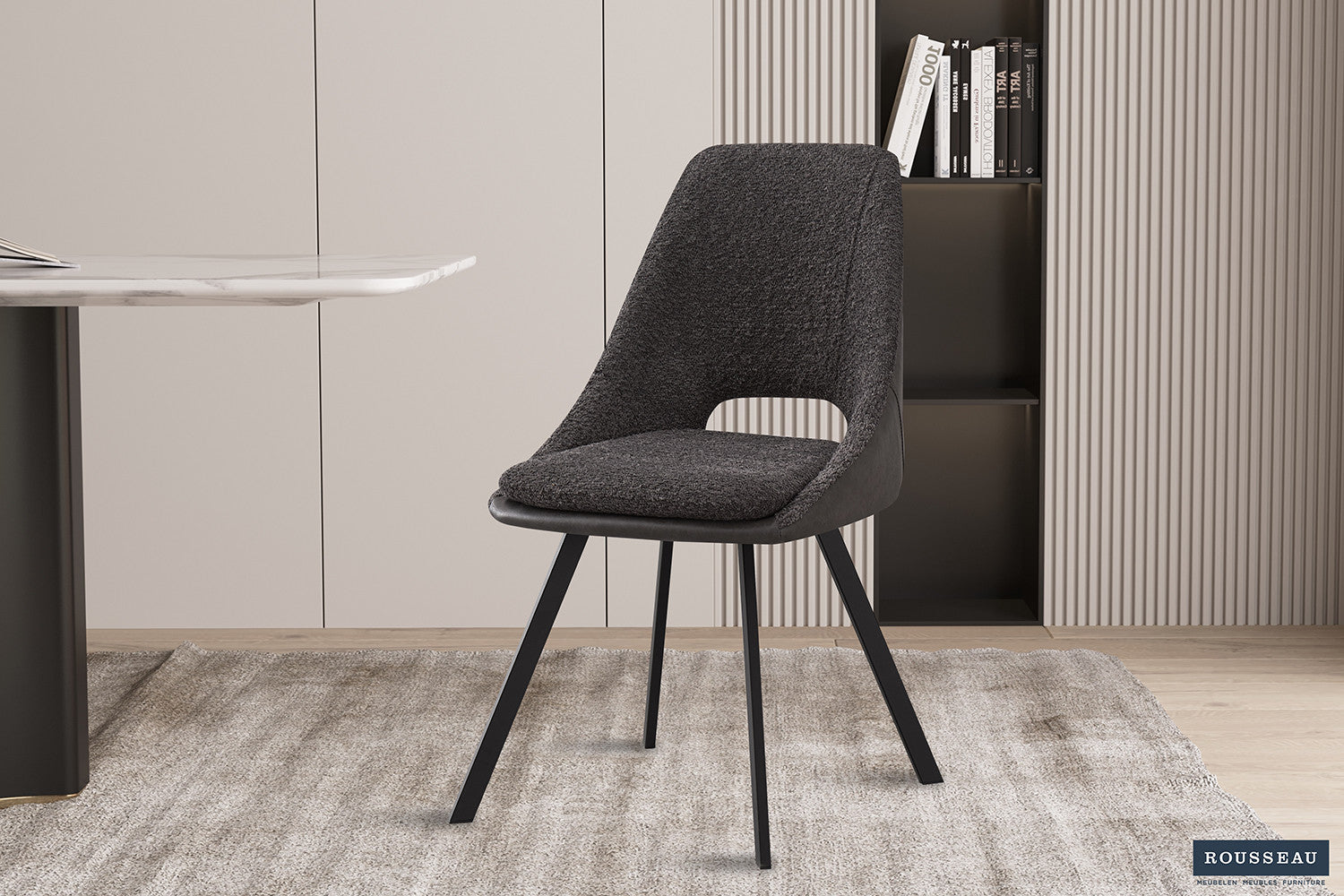 Rousseau - Chaise Filou Boucle - Gris Dossier PU Gris Clair - 85x48x56 cm