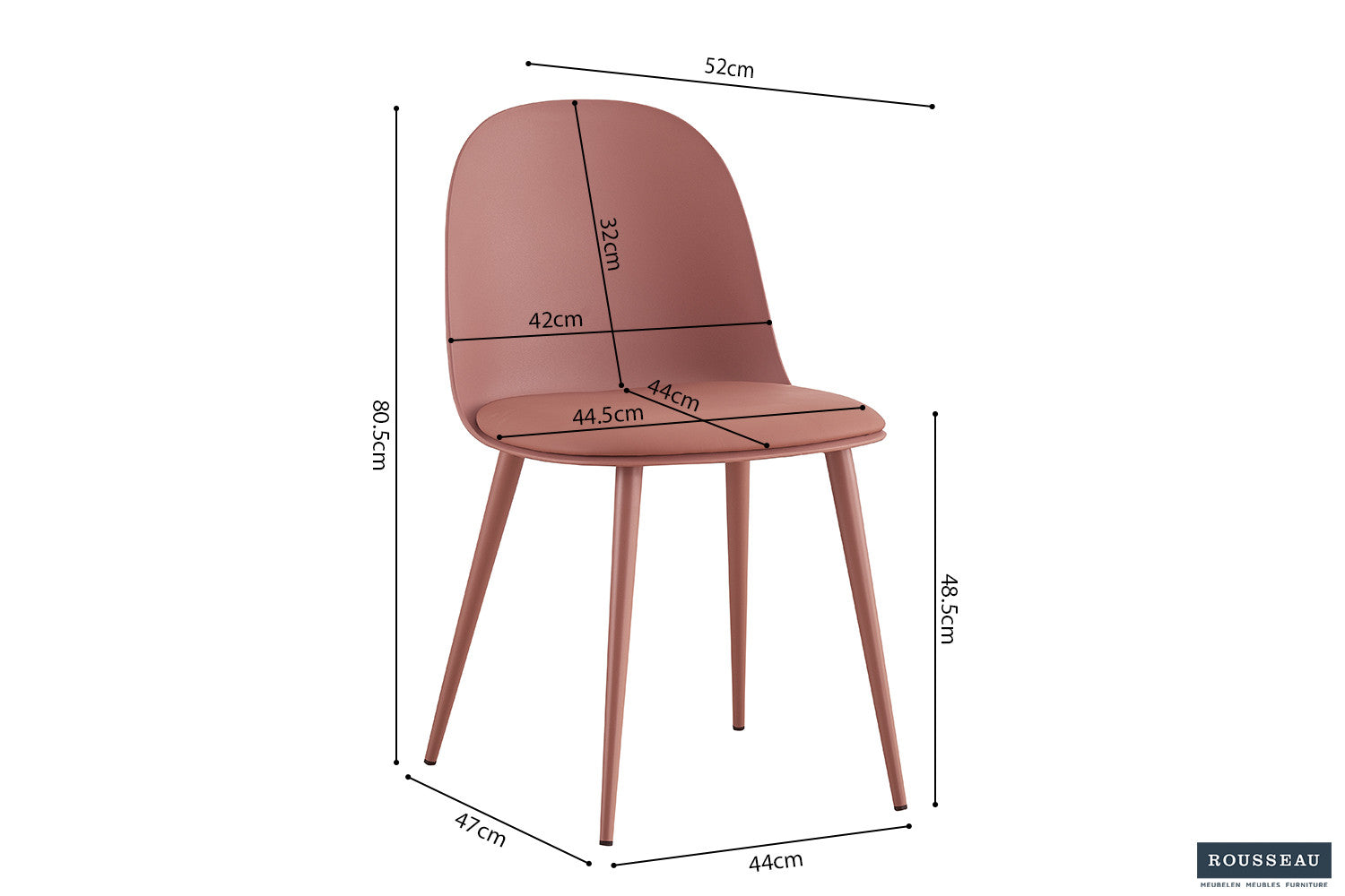 Rousseau - Stoel Jasmin Zitting PP - PU Terracotta - 81x51x44 cm