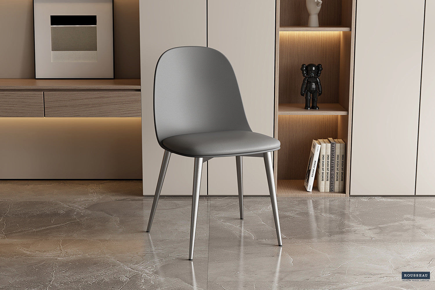 Rousseau - Chaise Jasmin Assise PP coussin PU Gris - 81x51x44 cm