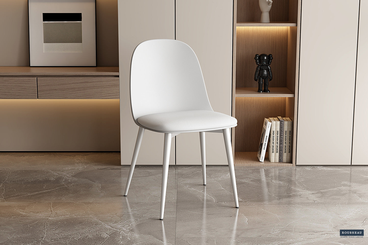 Rousseau - Chaise Jasmin Assise PP coussin PU Blanc - 81x51x44 cm