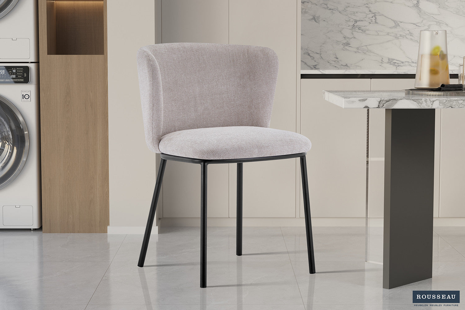 Rousseau - Stoel Arthur Stof Beige - 76x52x54 cm