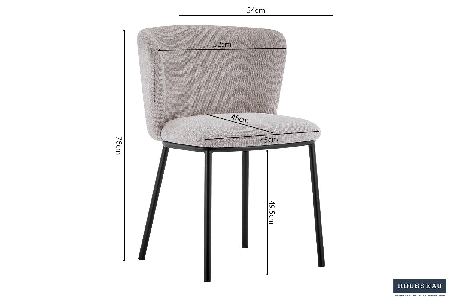 Rousseau - Stoel Arthur Stof Beige - 76x52x54 cm