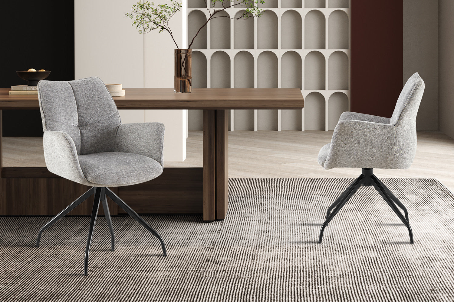 Rousseau - Stoel Lamor Draaibaar Stof Grijs - 86x62.5x61.5 cm