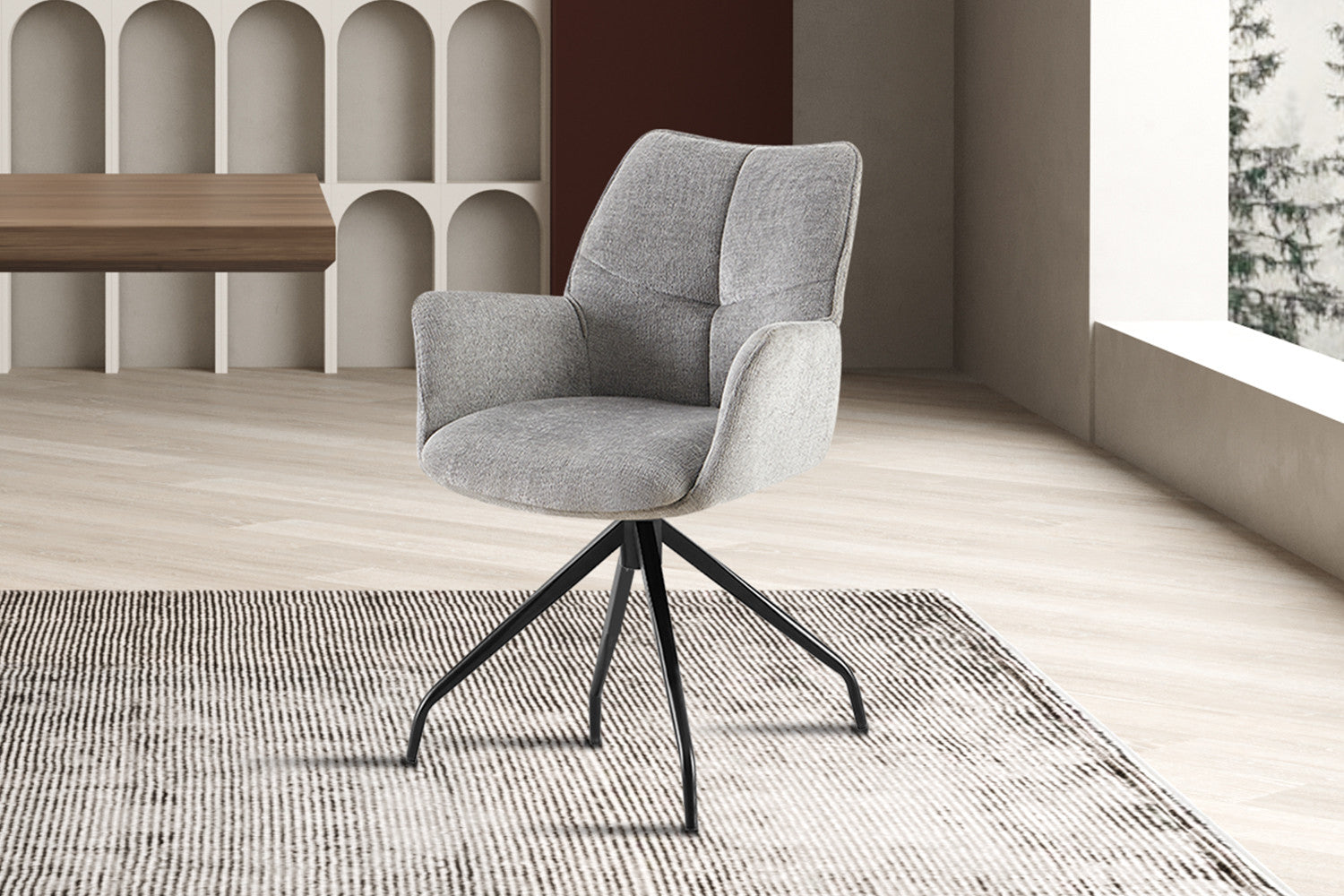 Rousseau - Stoel Lamor - Stof Grijs - 86x62.5x61.5 cm
