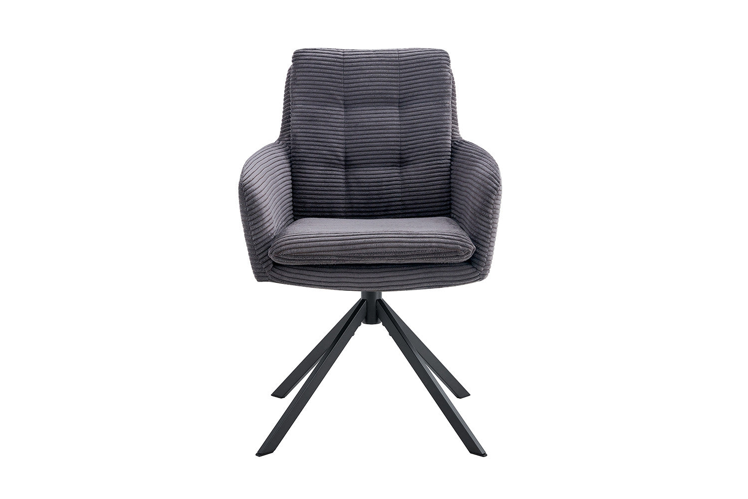 Rousseau - Chaise Luna - Velours Côtelé Gris - 91,5x60,5x67 cm