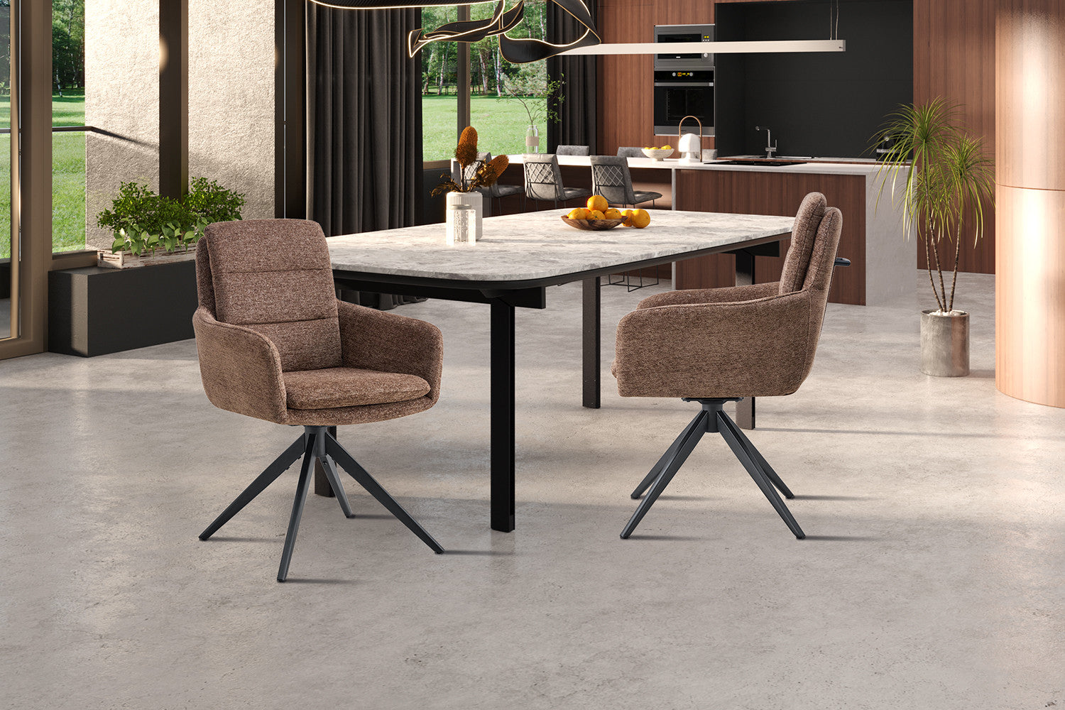 Rousseau - Stoel Lisold - Stof Bruin - 93x59x65 cm