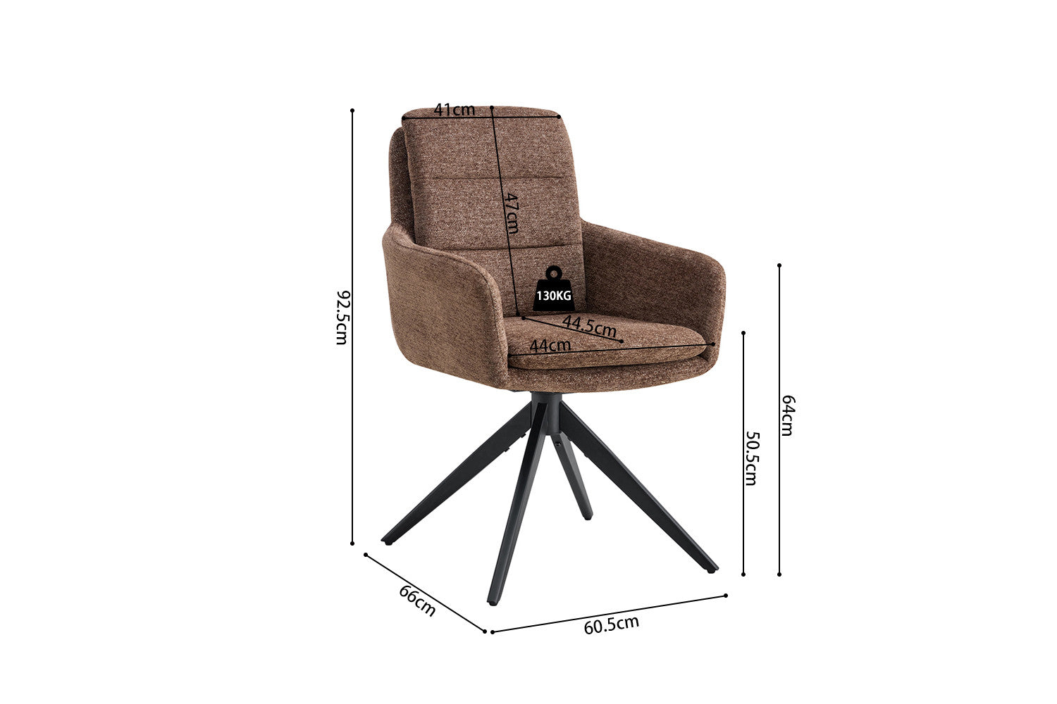 Rousseau - Stoel Lisold - Stof Bruin - 93x59x65 cm