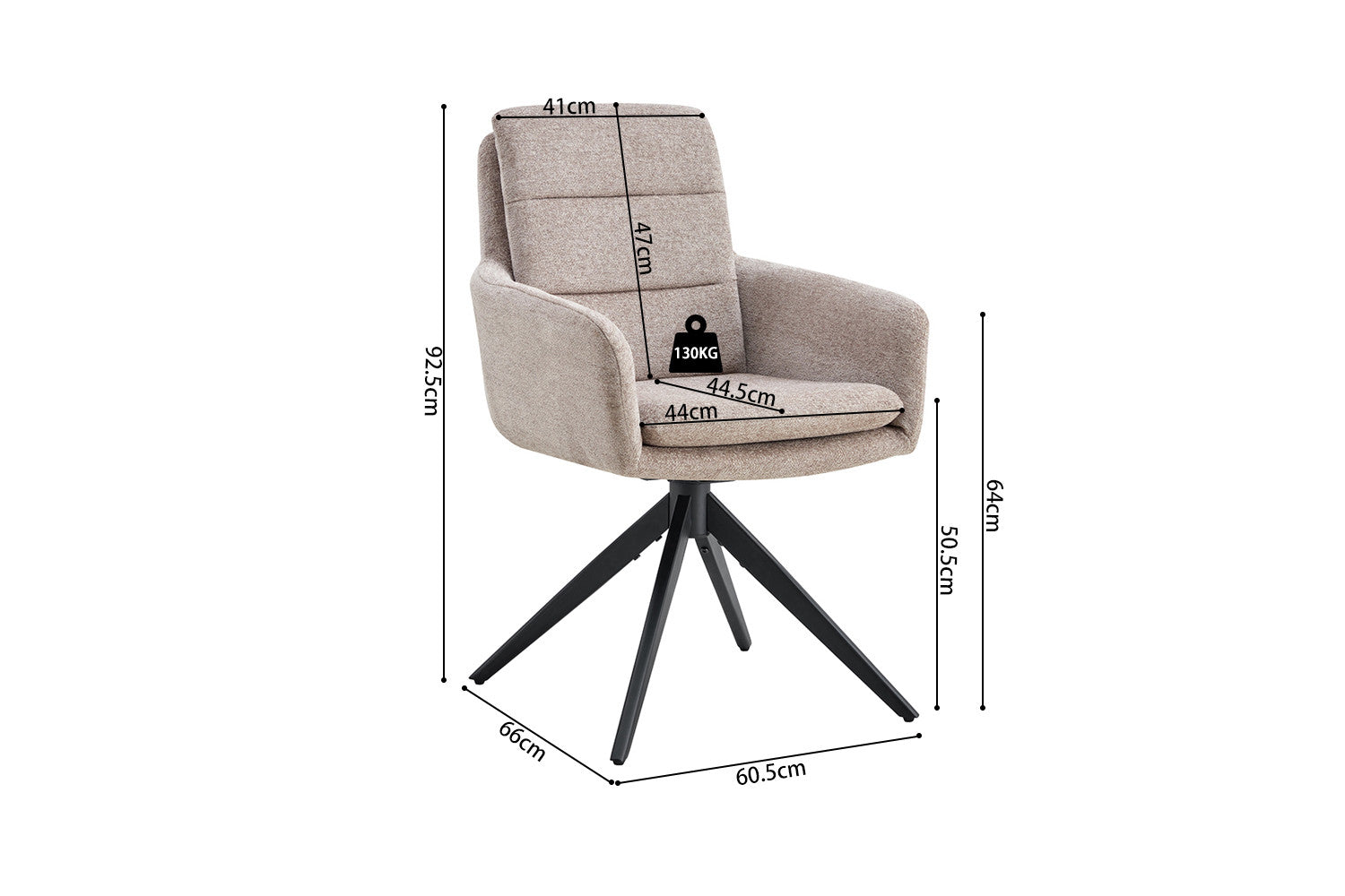Rousseau - Stoel Lisold - Stof Lichtgrijs - 93x59x65 cm