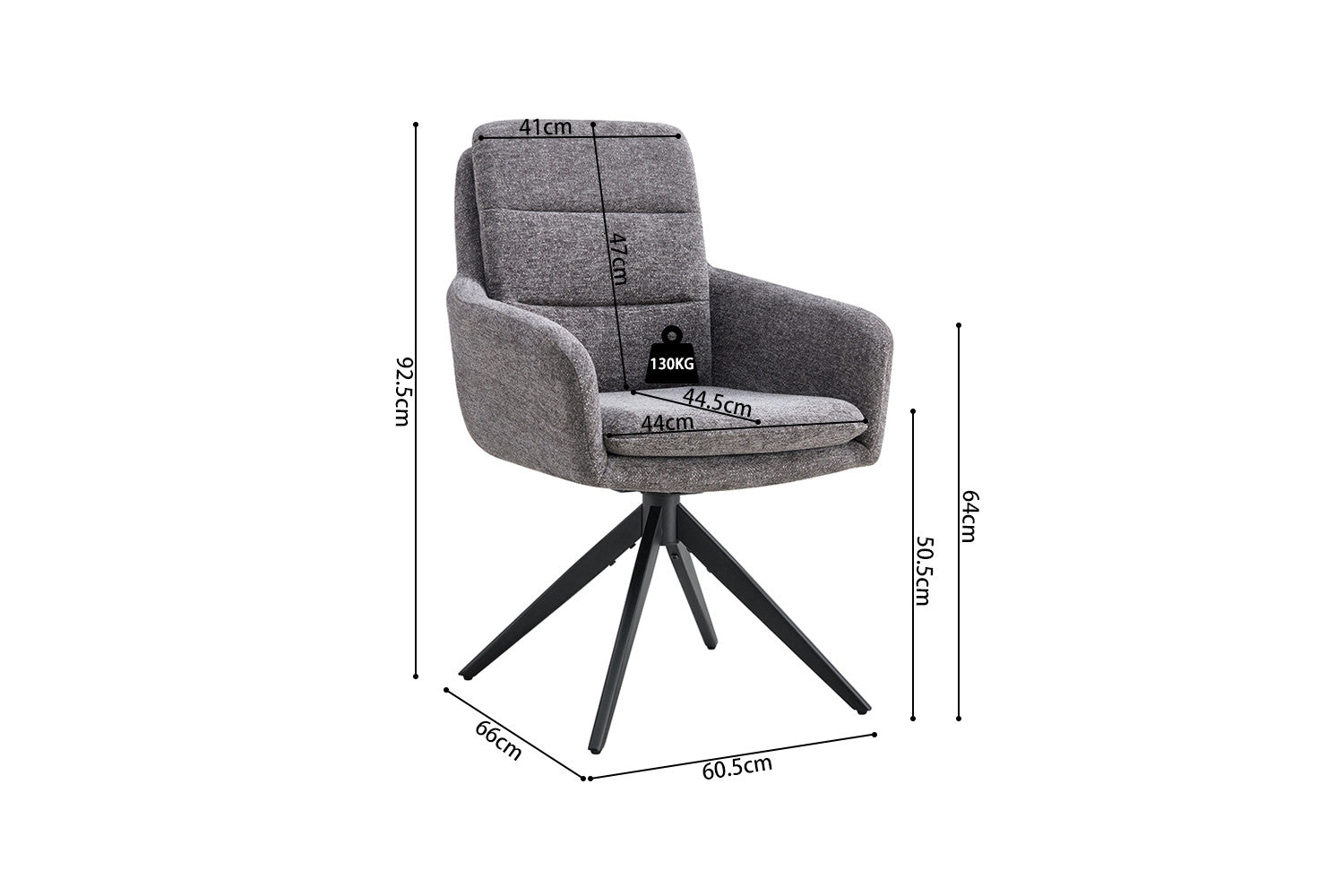 Rousseau - Stoel Lisold - Stof Donkergrijs - 93x59x65 cm