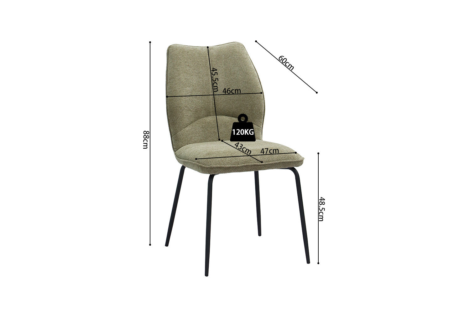 Rousseau - Stoel Lara Stof Zand - 88x47x60 cm