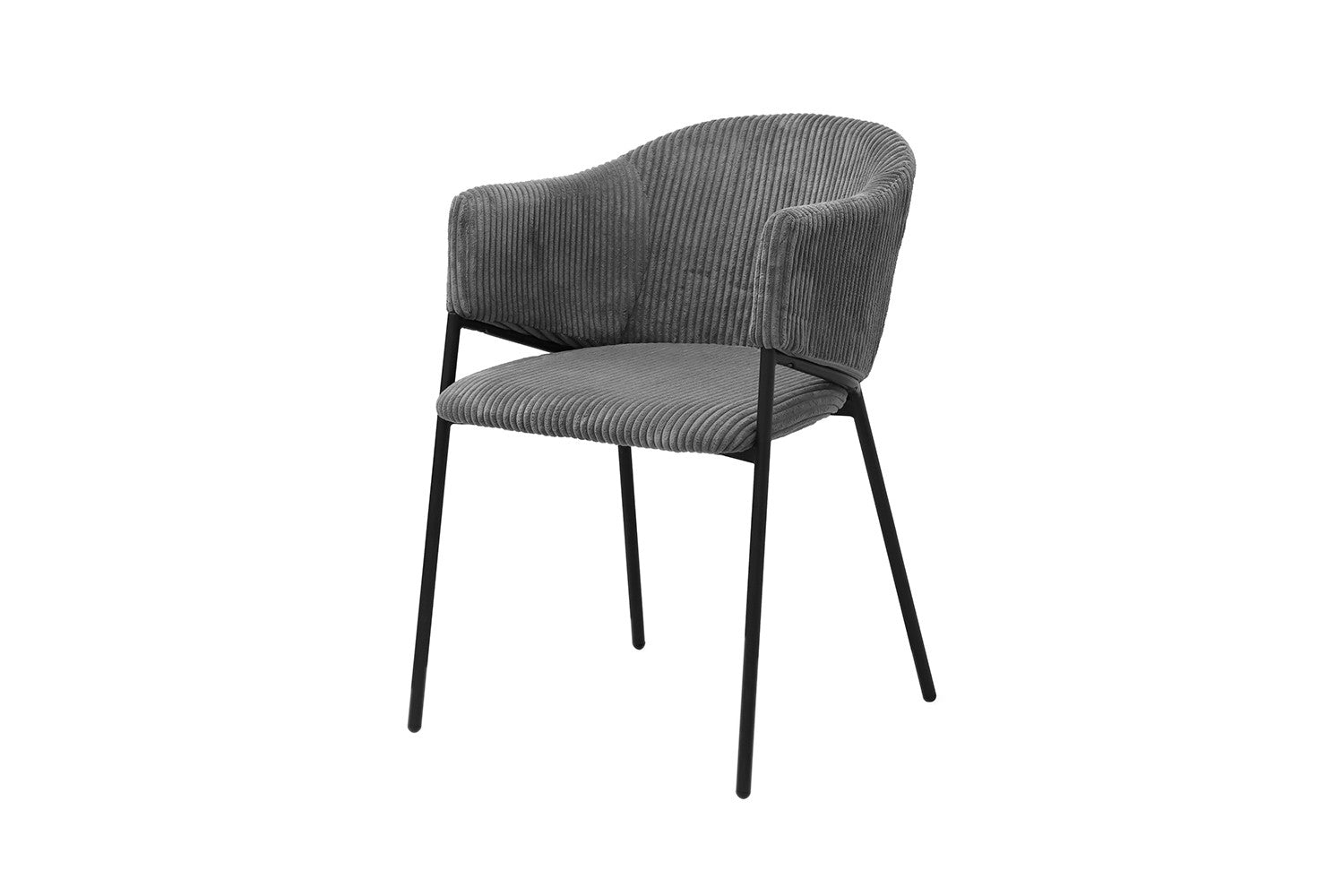 Rousseau - Chaise Hugo en Velours Côtelé Gris Foncé - 78x54x62 cm