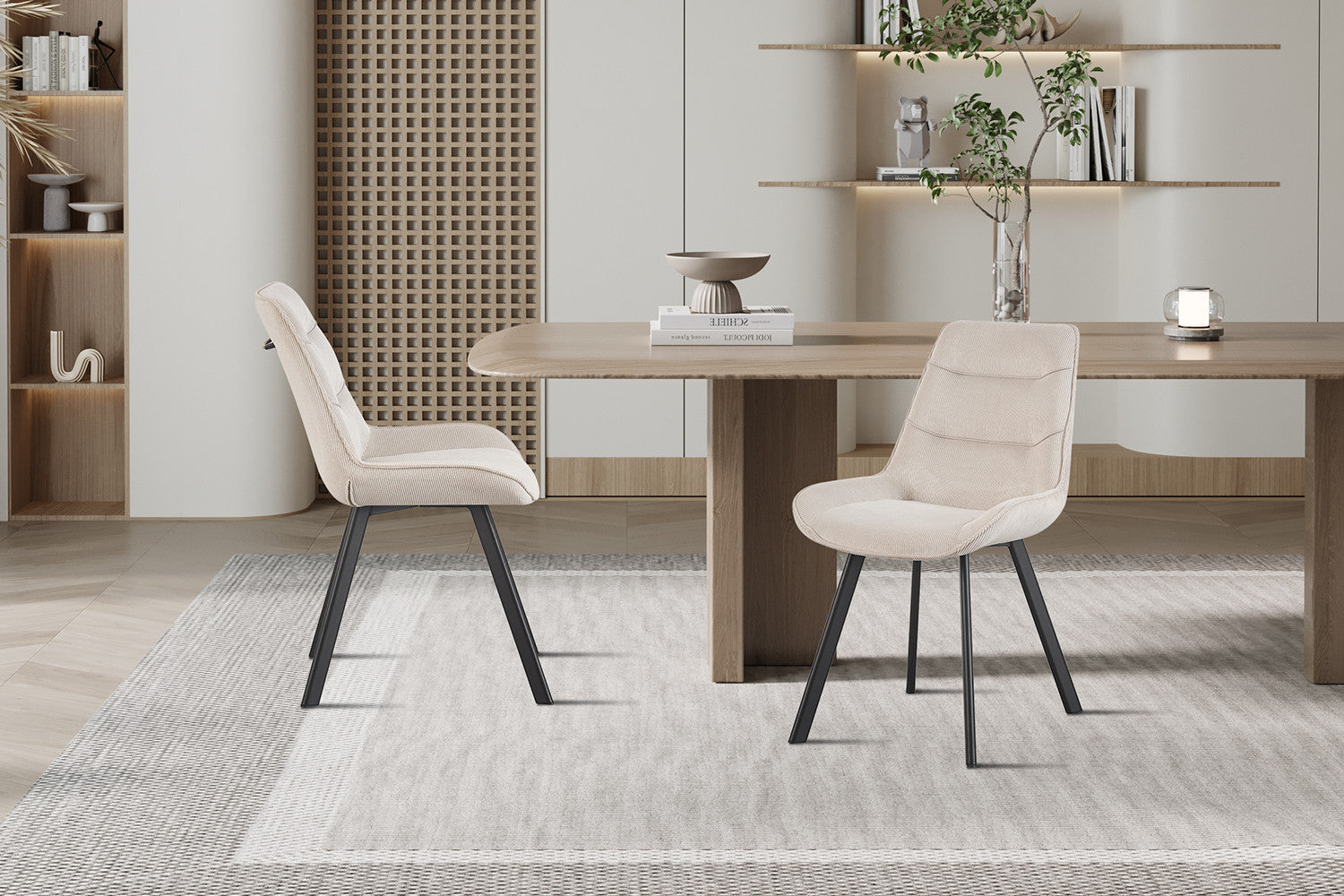 Rousseau - Chaise Amélie Velours Côtelé Sable - 87x53x61 cm