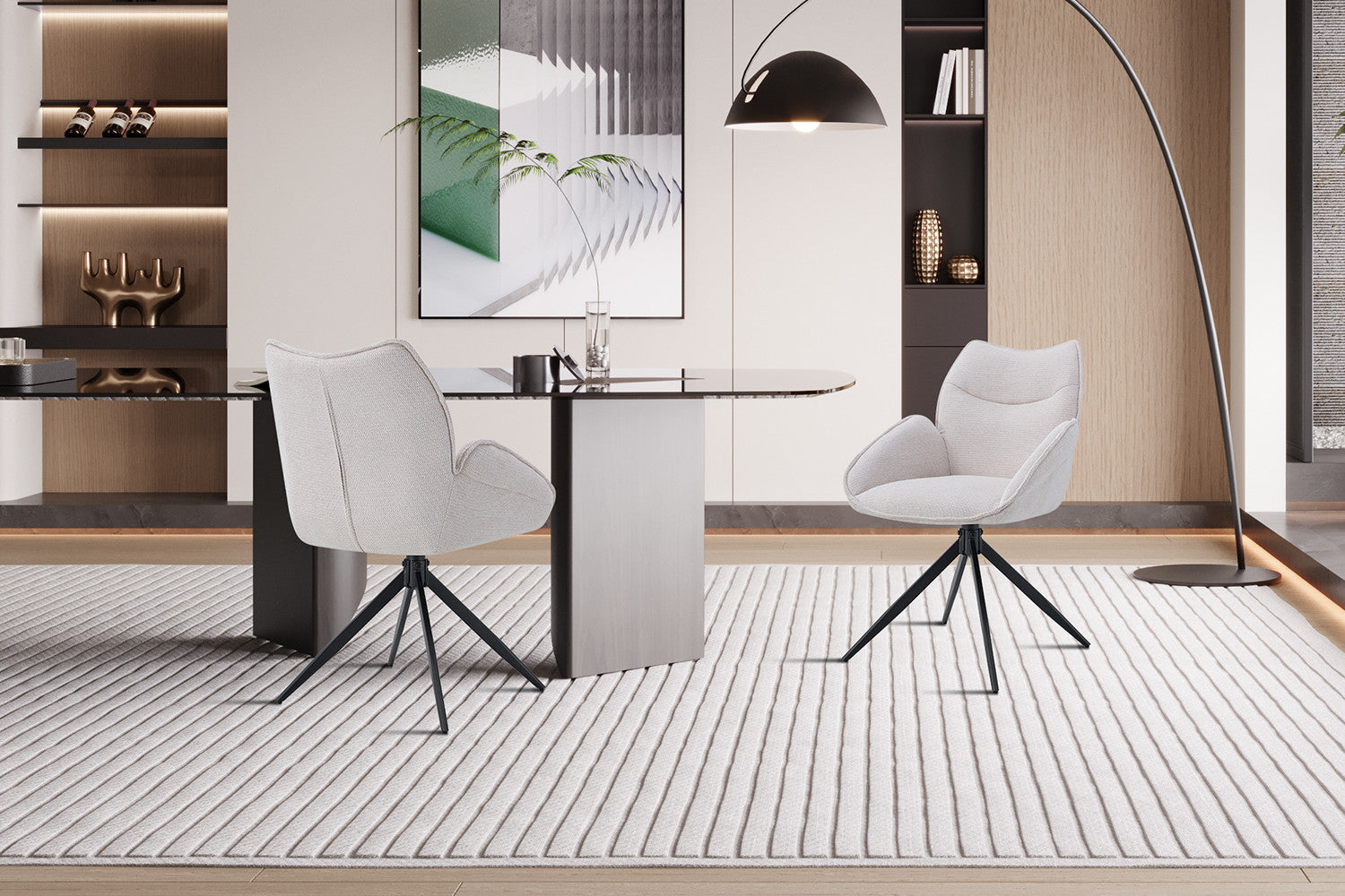 Rousseau - Stoel Mahi - Stof Beige - 90x59.5x66 cm