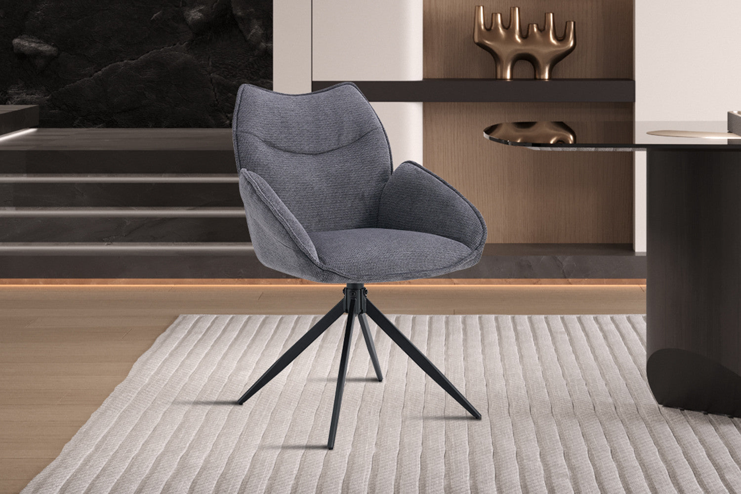 Rousseau - Stoel Mahi - Stof Donkergrijs - 90x59.5x66 cm