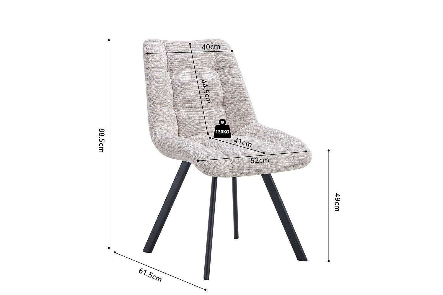Rousseau - Stoel Lizzy Stof Beige - 88.5x52x61.5 cm