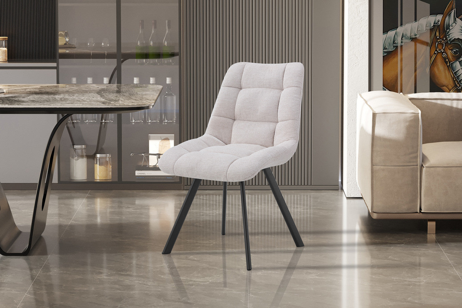 Rousseau - Stoel Lizzy Stof Beige - 88.5x52x61.5 cm