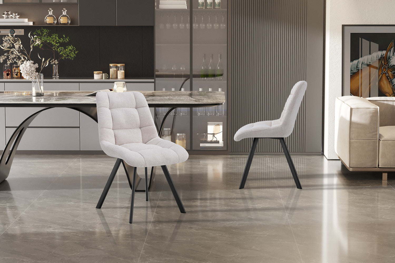 Rousseau - Stoel Lizzy Stof Beige - 88.5x52x61.5 cm
