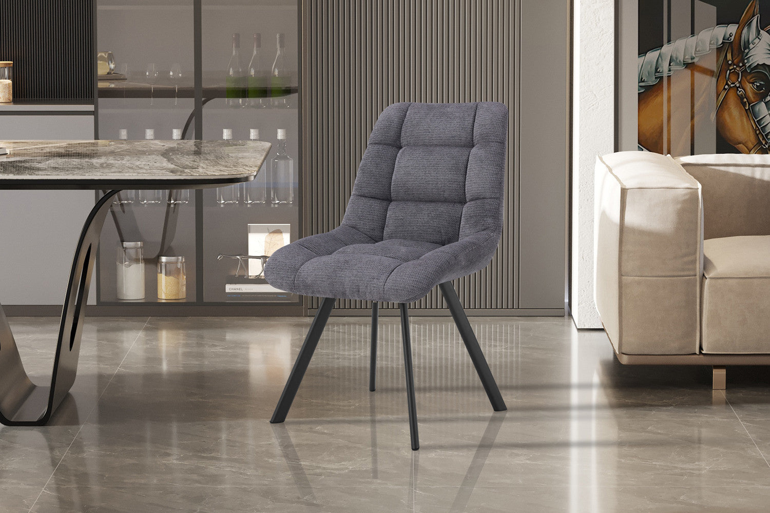 Rousseau - Stoel Lizzy Stof Donkergrijs - 88.5x52x61.5 cm