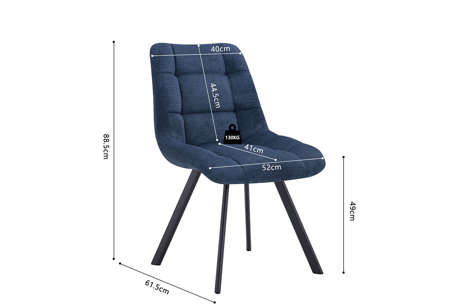 Rousseau - Stoel Lizzy Stof Blauw - 88.5x52x61.5 cm
