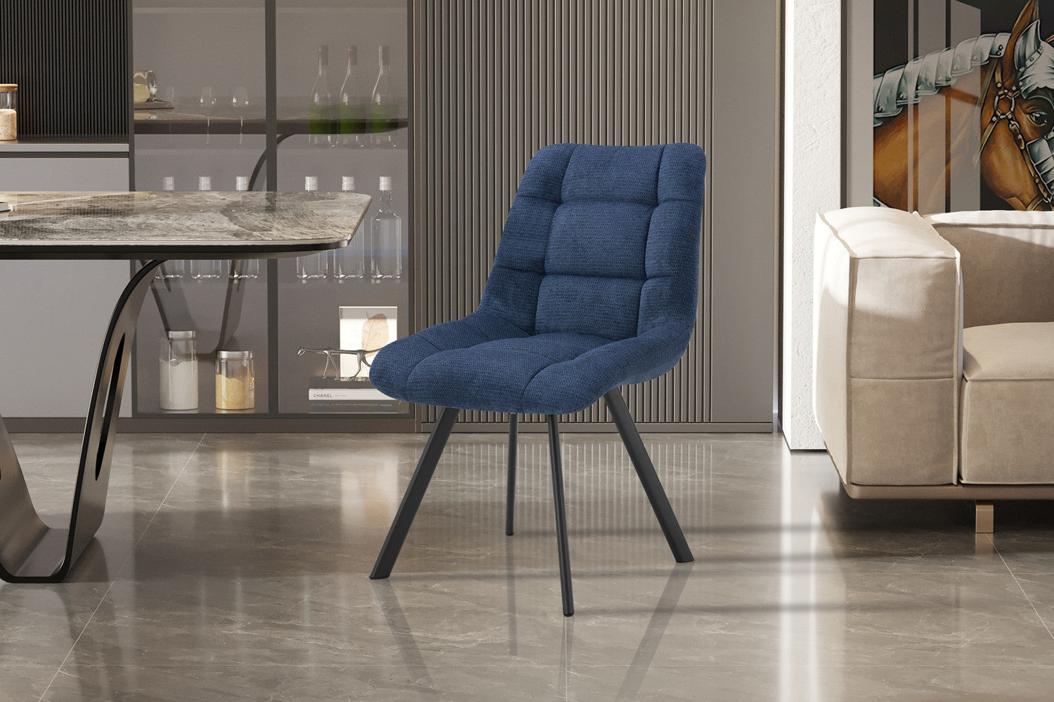 Rousseau - Stoel Lizzy Stof Blauw - 88.5x52x61.5 cm