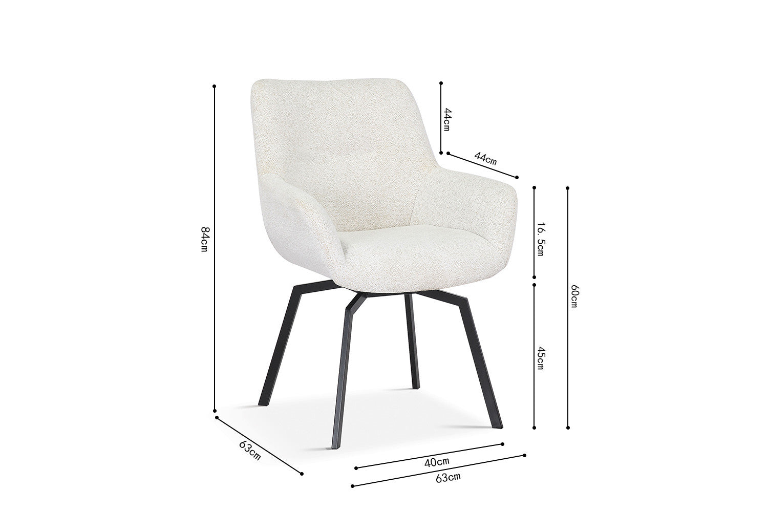 Rousseau - Stoel Modest - Stof Teddy Ecru - 84x63x63 cm