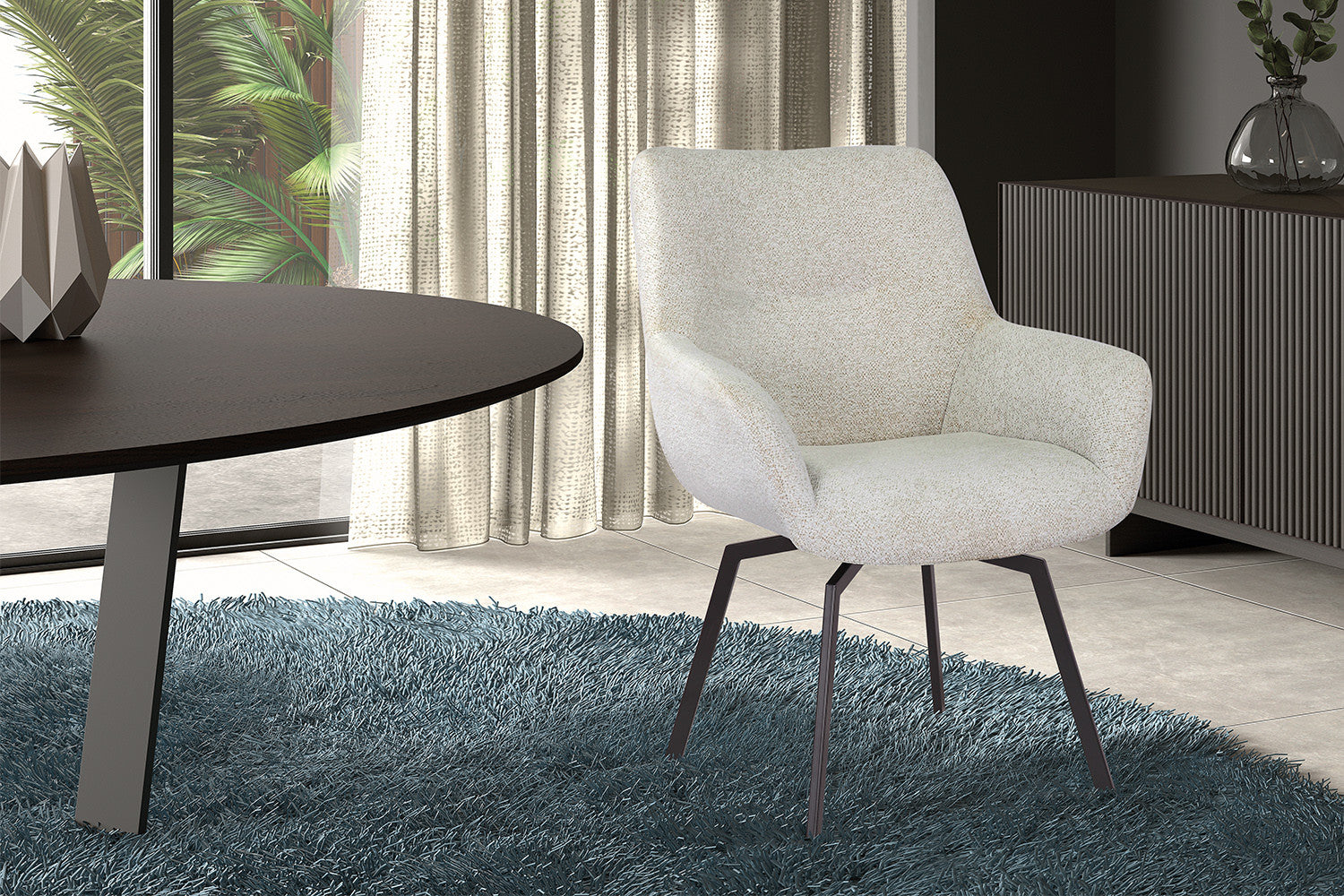 Rousseau - Stoel Modest - Stof Teddy Ecru - 84x63x63 cm