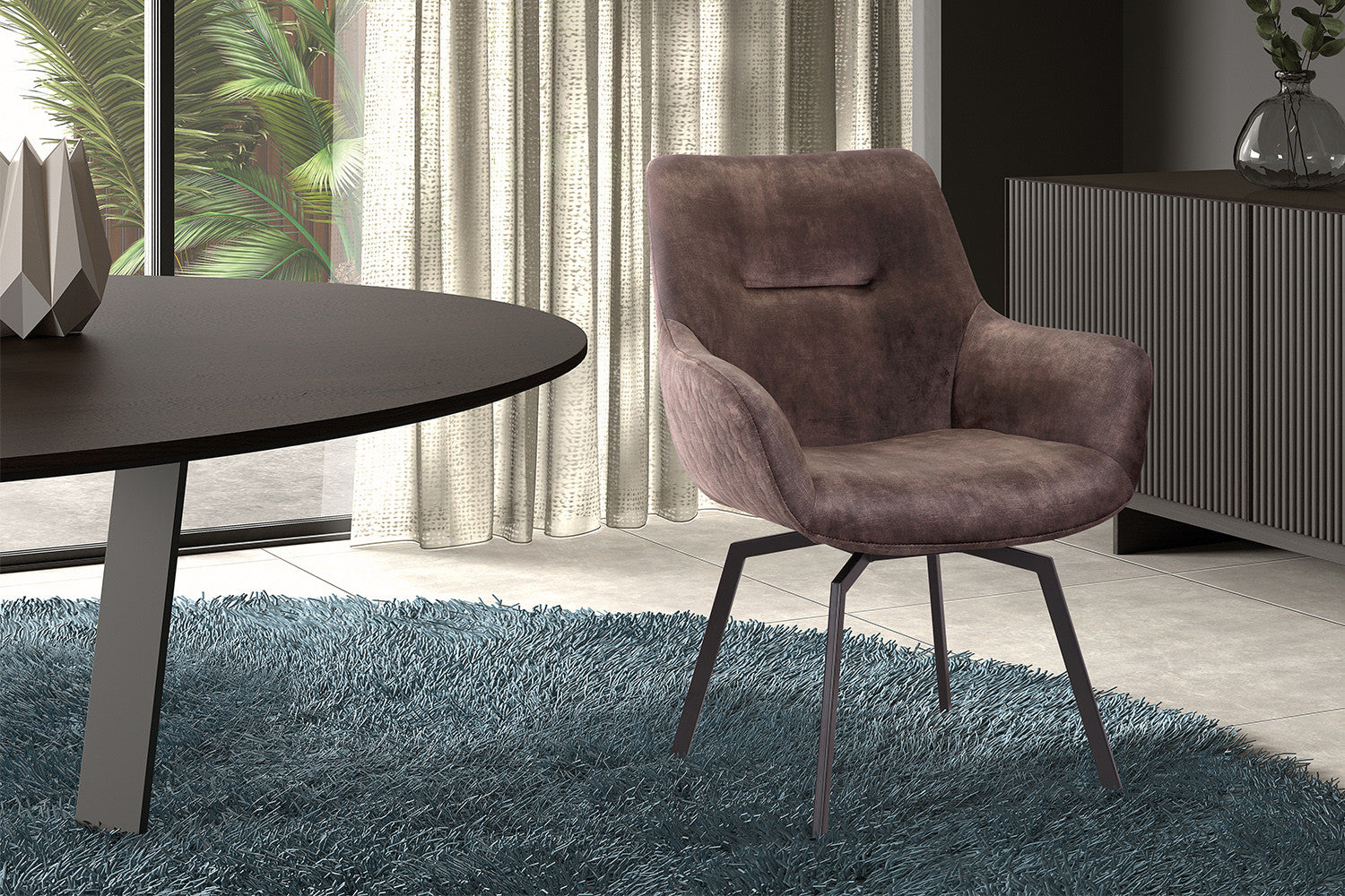 Rousseau - Stoel Modest - Fluweel Taupe - 84x63x63 cm