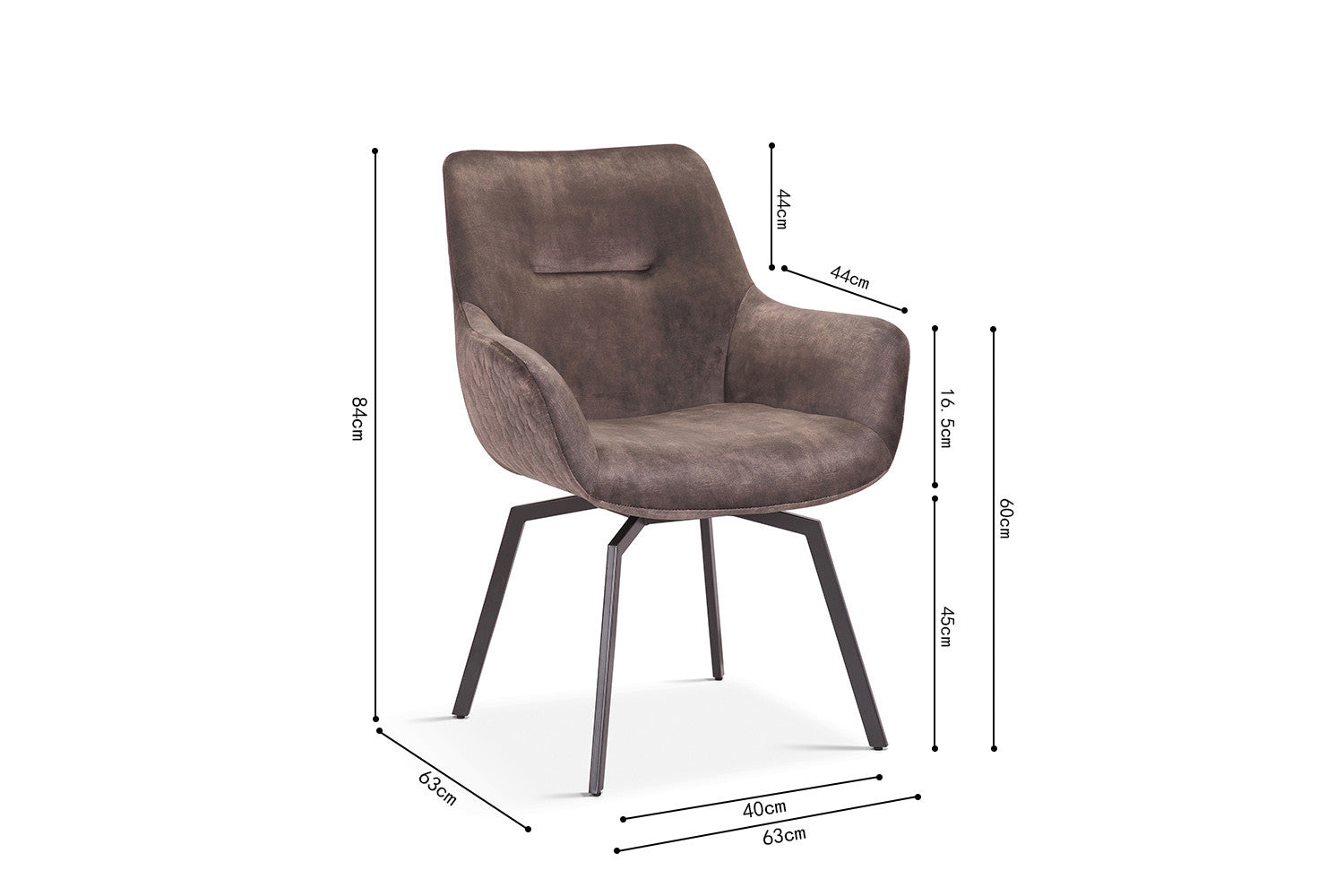 Rousseau - Stoel Modest - Fluweel Taupe - 84x63x63 cm