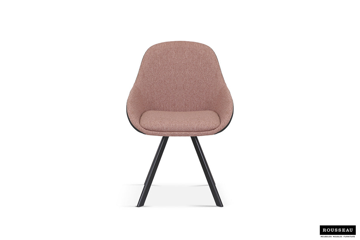 Rousseau - Stoel Jan Stof Roze Rug PU Donkergrijs - 85x55x62 cm