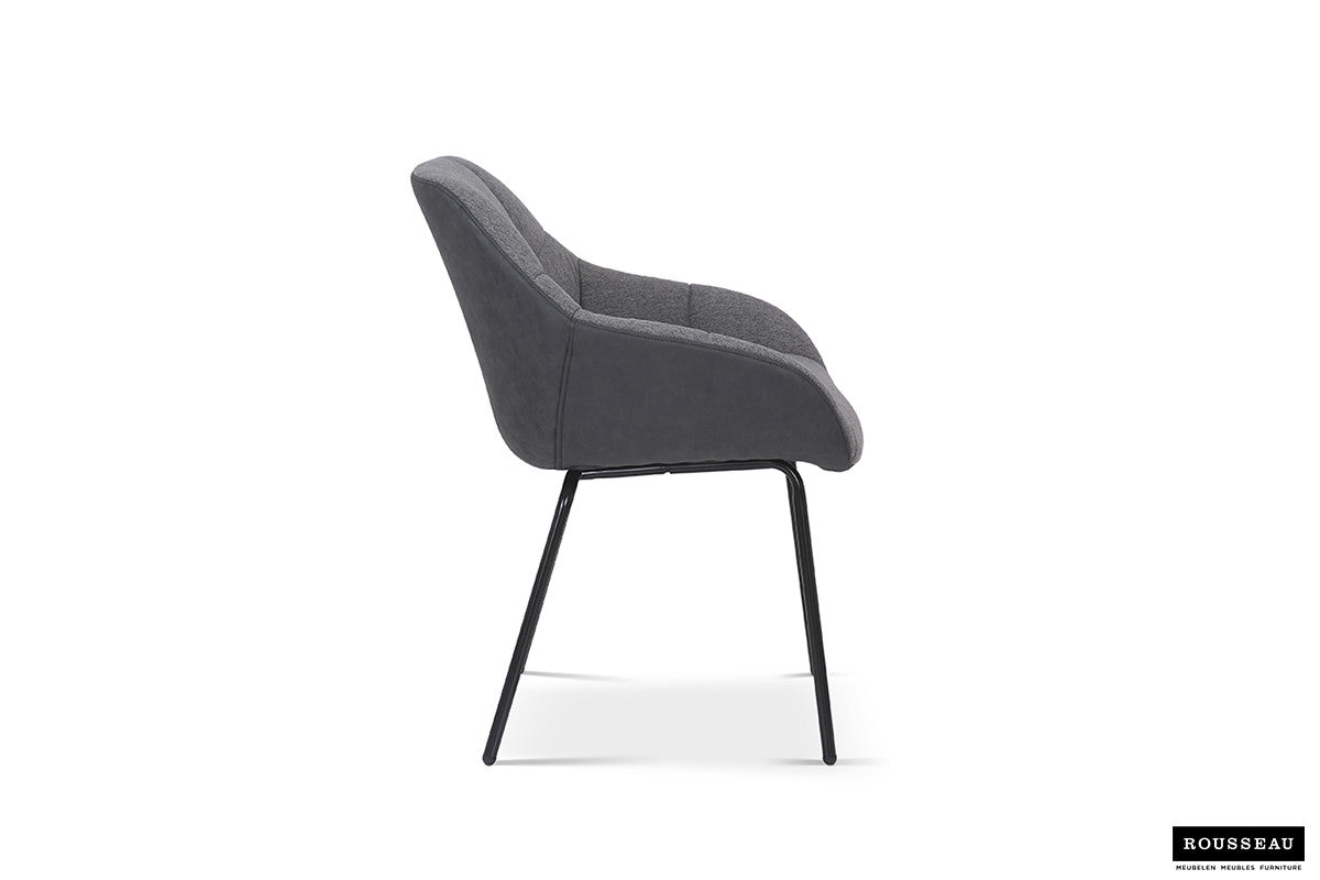 Rousseau - Stoel Sem Stof Grijs Rug PU Donkergrijs - 85x57.5x65 cm