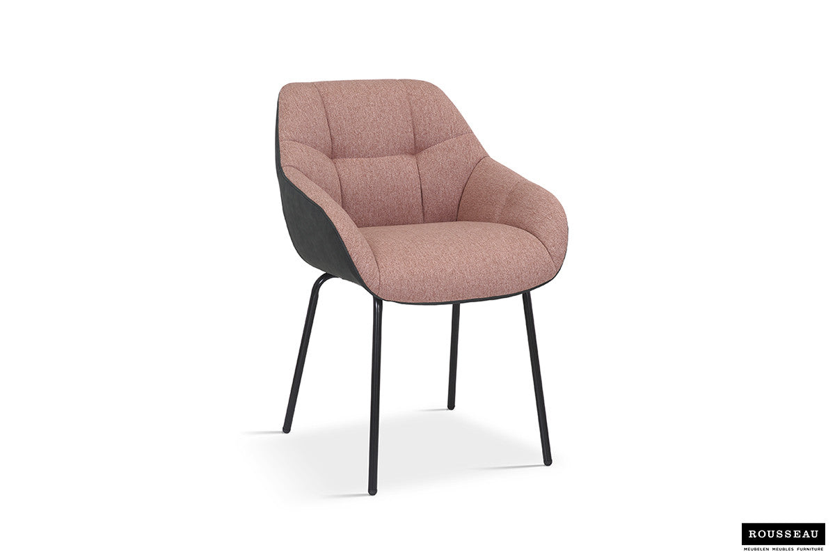 Rousseau - Chaise Sem Tissu Rose Dossier PU Gris Foncé - 85x57,5x65 cm