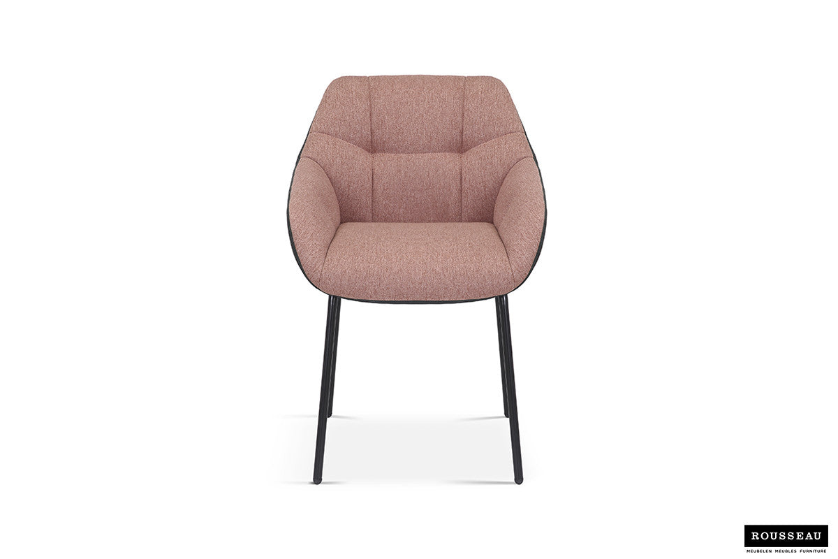 Rousseau - Stoel Sem Stof Roze Rug PU Donkergrijs - 85x57.5x65 cm