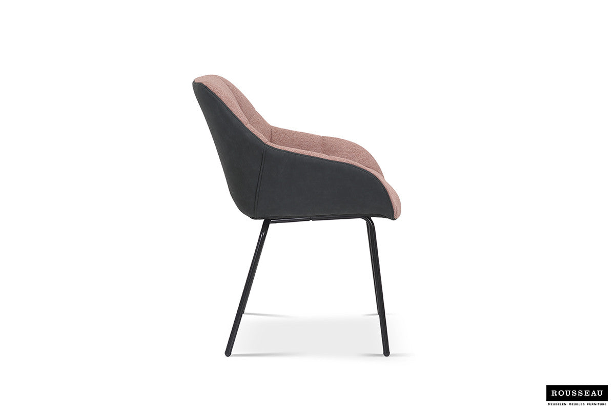 Rousseau - Stoel Sem Stof Roze Rug PU Donkergrijs - 85x57.5x65 cm