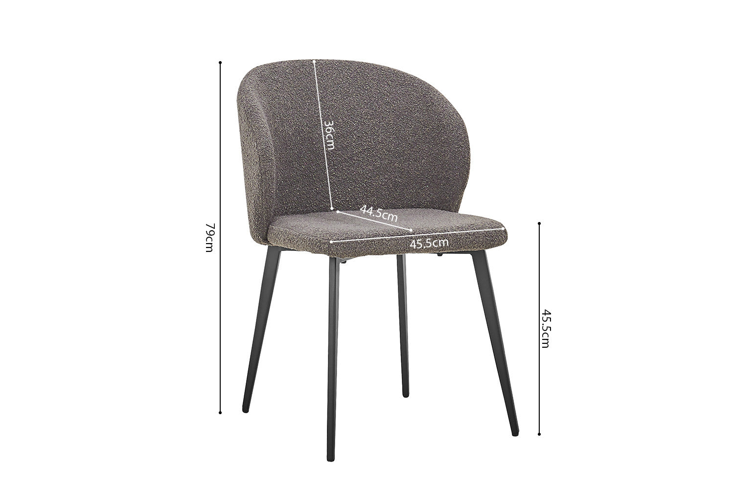 Rousseau - Stoel Toledo Boucle - Grijs - 80x51x55 cm