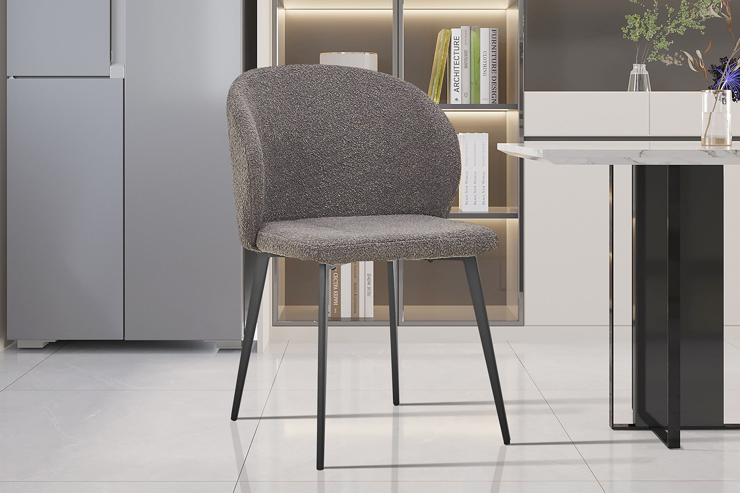 Rousseau - Stoel Toledo Boucle - Grijs - 80x51x55 cm
