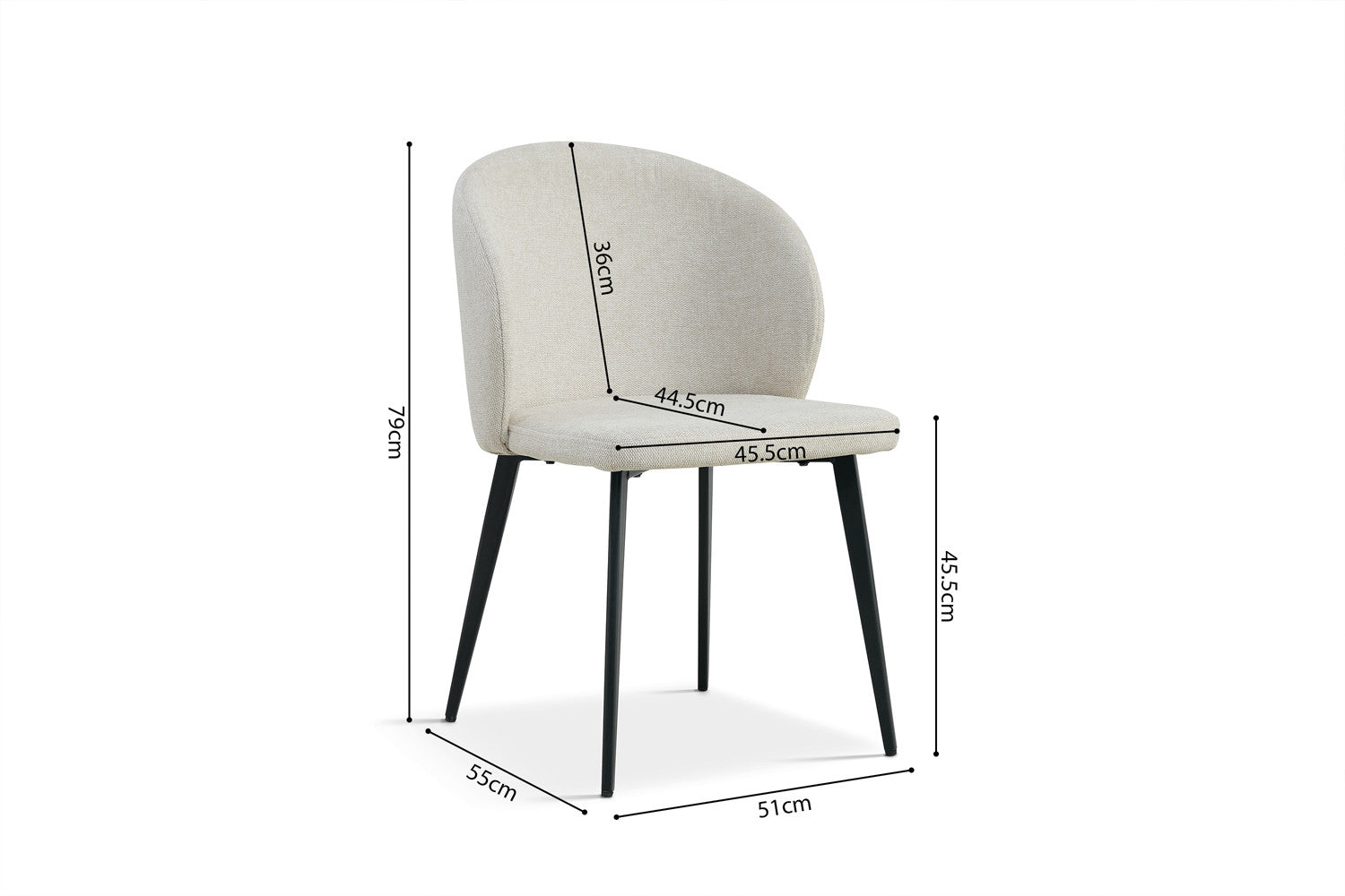 Rousseau - Stoel Toledo Stof Beige - 80x51x55 cm
