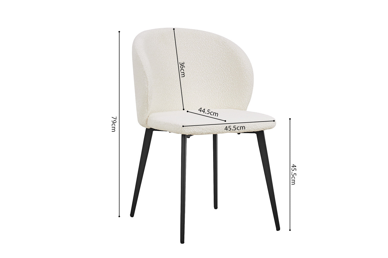 Rousseau - Chaise Toledo Boucle - Blanc - 80x51x55 cm