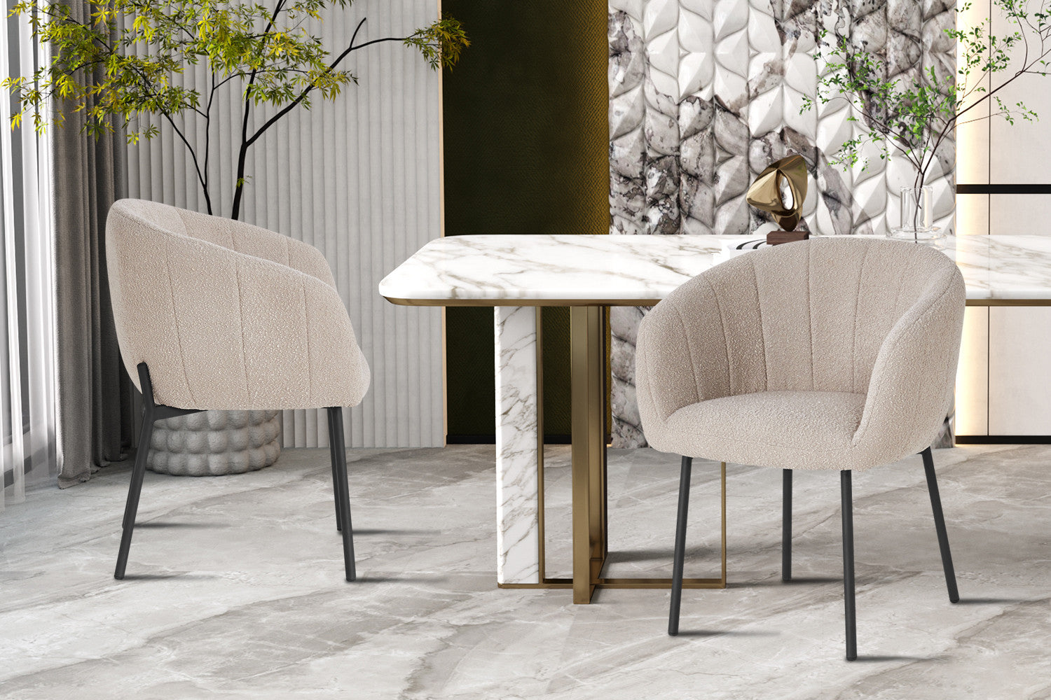 Rousseau - Stoel Sevilla Boucle - Zand - 79x57x62 cm
