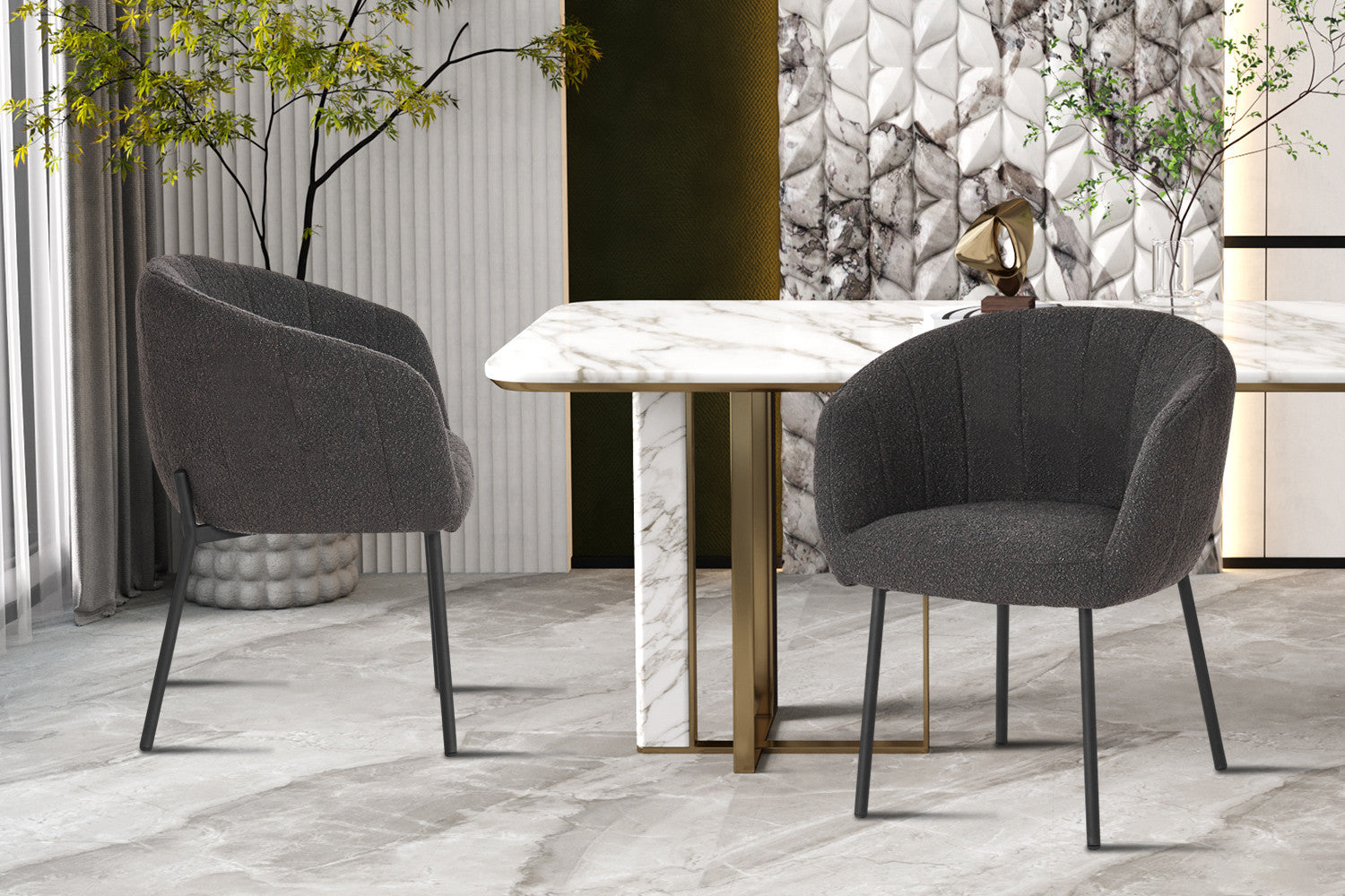 Rousseau - Stoel Sevilla Boucle - Grijs - 79x57x62 cm