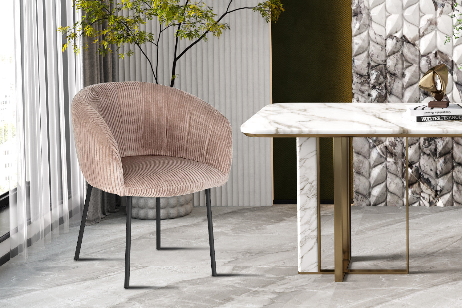 Rousseau - Stoel Sevilla Corduroy Zand - 79x57x62 cm