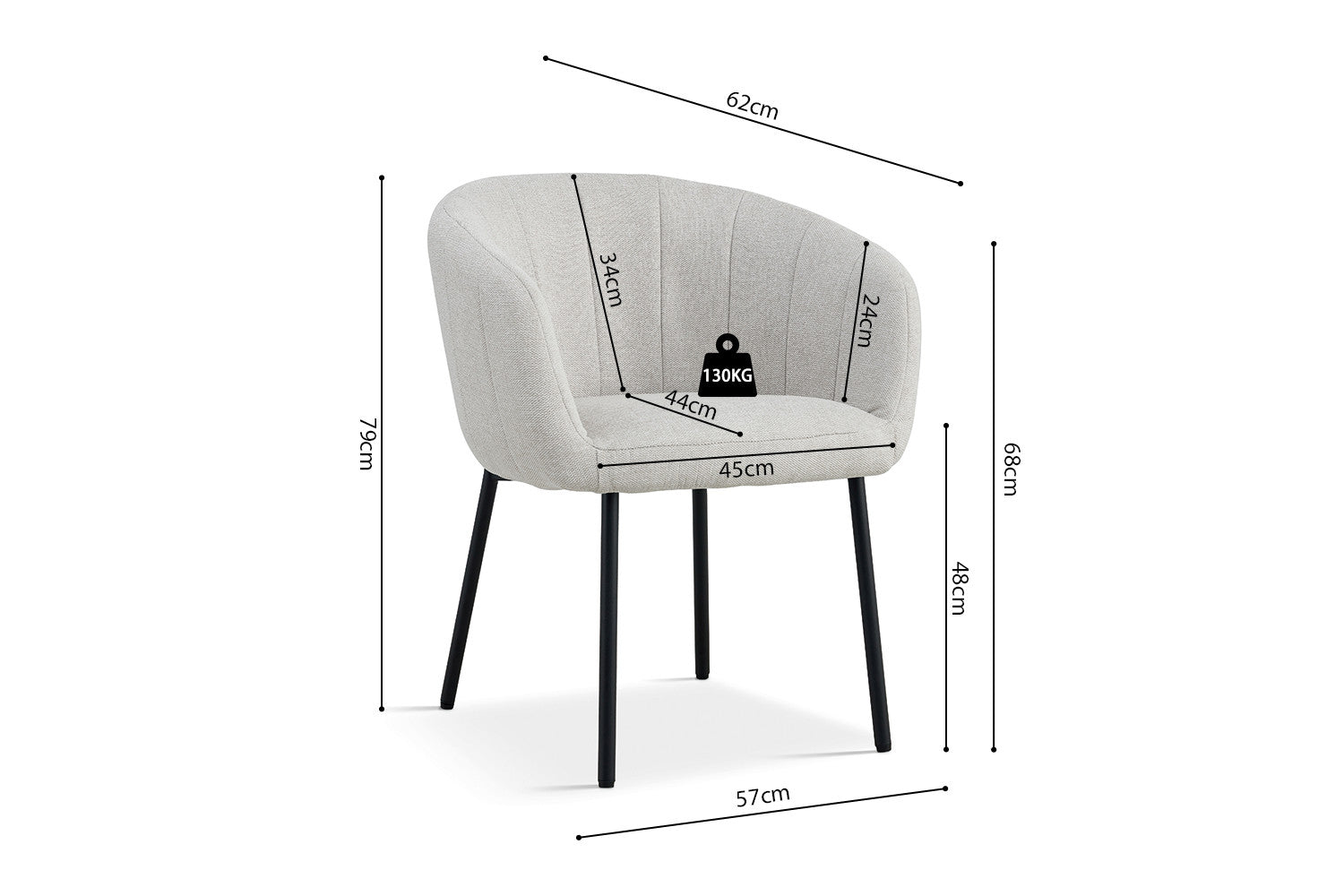 Rousseau - Stoel Sevilla Stof Beige - 79x57x62 cm