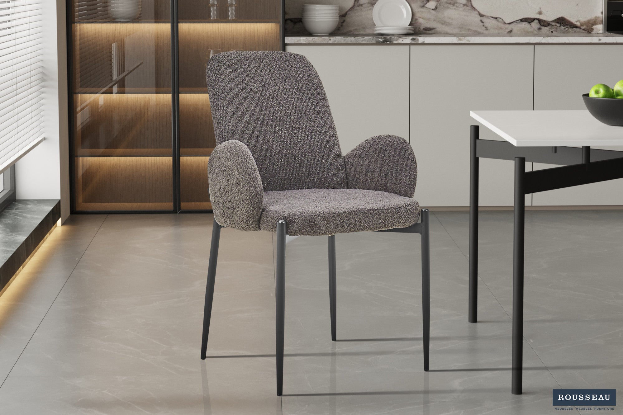 Rousseau - Stoel Bilbao Boucle - Grijs - 88x60x57 cm