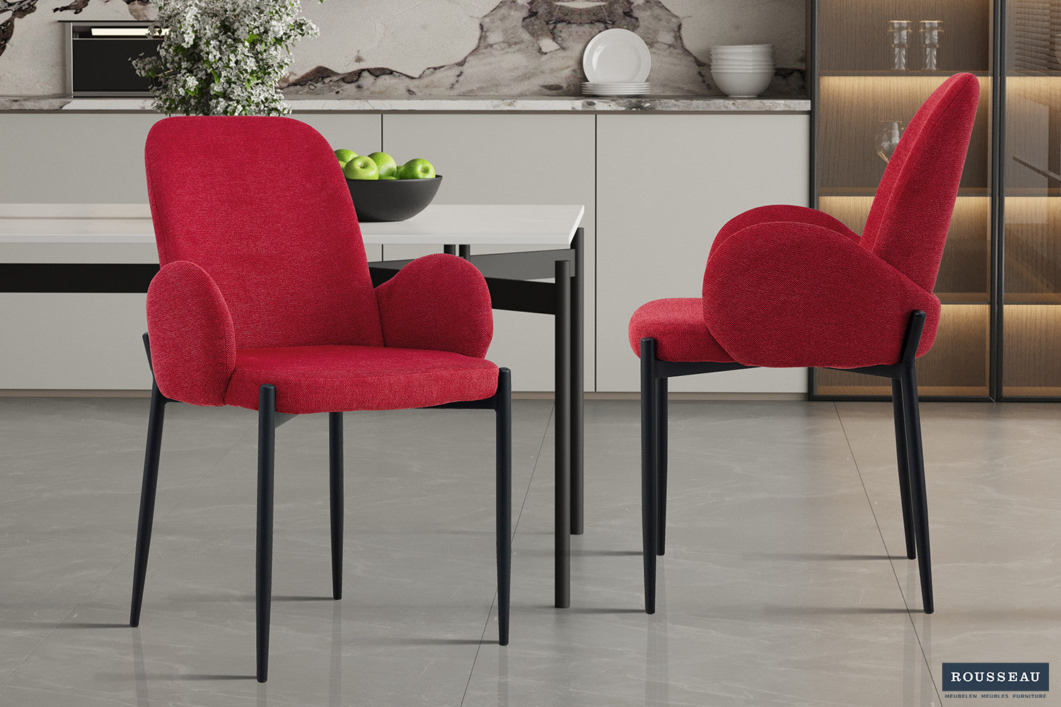 Rousseau - PROMO - Stoel Bilbao Stof Rood - 88x60x57 cm