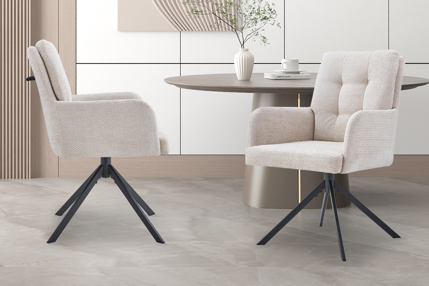 Rousseau - Stoel Granada Draaibaar Beige - 85x50x62 cm