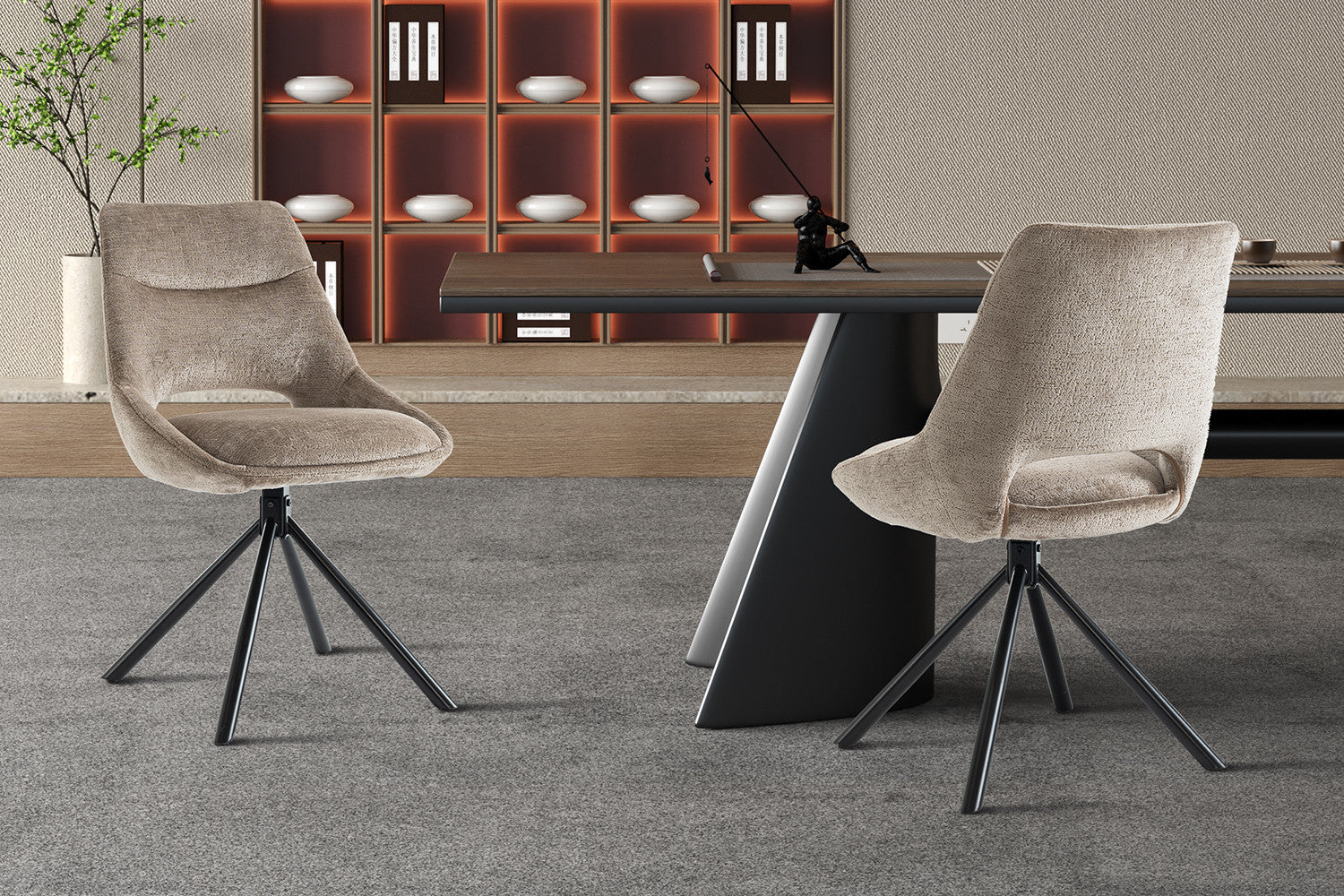 Rousseau - Stoel Dante Stof Taupe - 85.5x51x60 cm