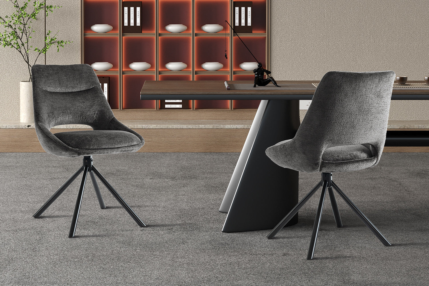 Rousseau - Stoel Dante Stof Grijs - 85.5x51x60 cm