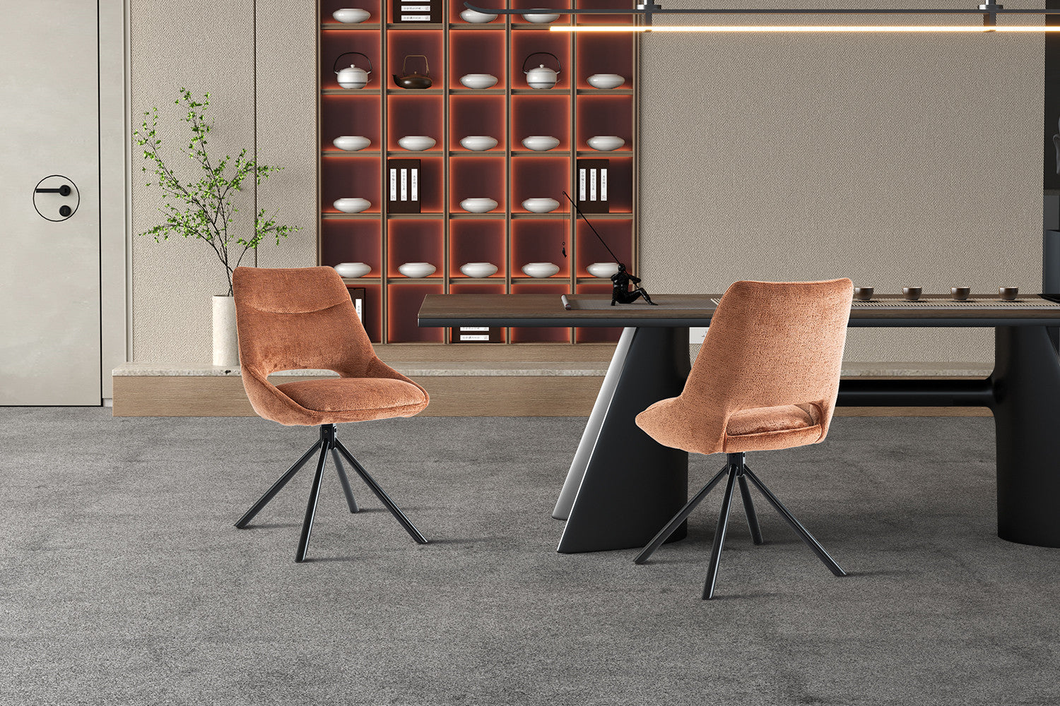 Rousseau - Chaise Dante Tissu Rouille - 85,5x51x60 cm
