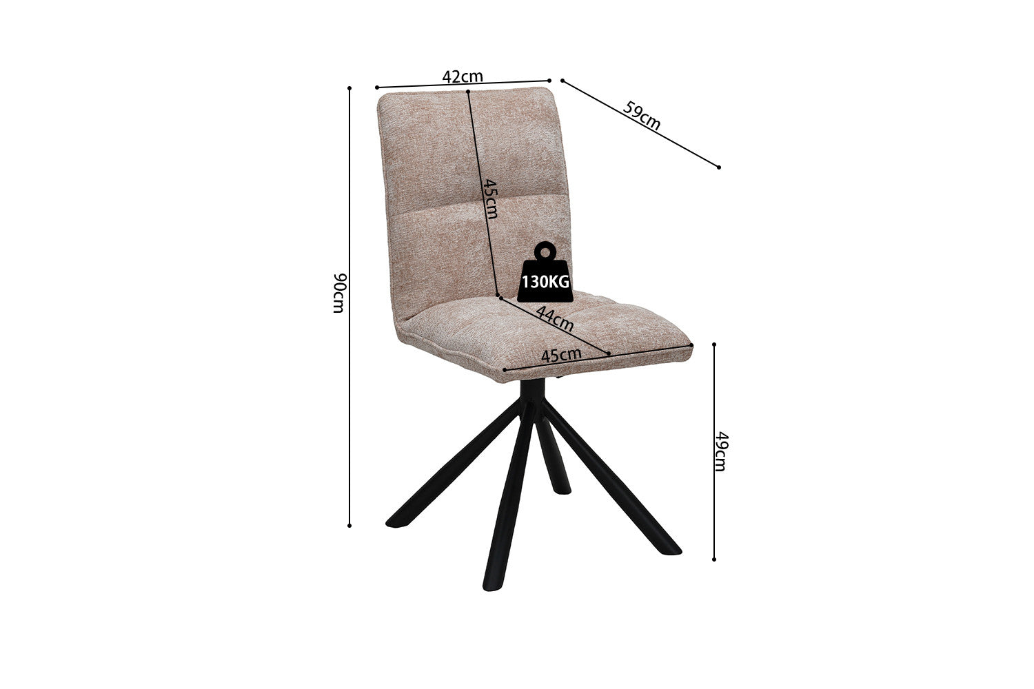 Rousseau - Stoel Jack - Stof Zand - 91x45x59 cm